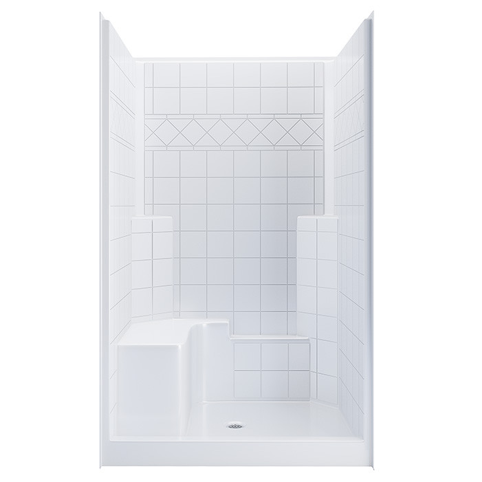 48 inch wide shower with left bench