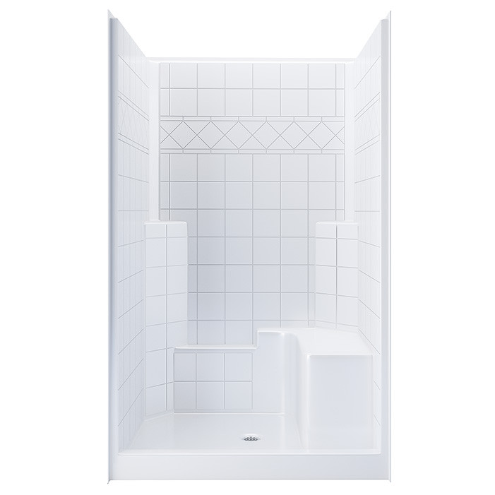 curbed shower with molded seat 