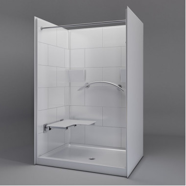 50 X 38 inch ANSI Type B shower,  white, 4 inch threshold, for HUD FHA projects