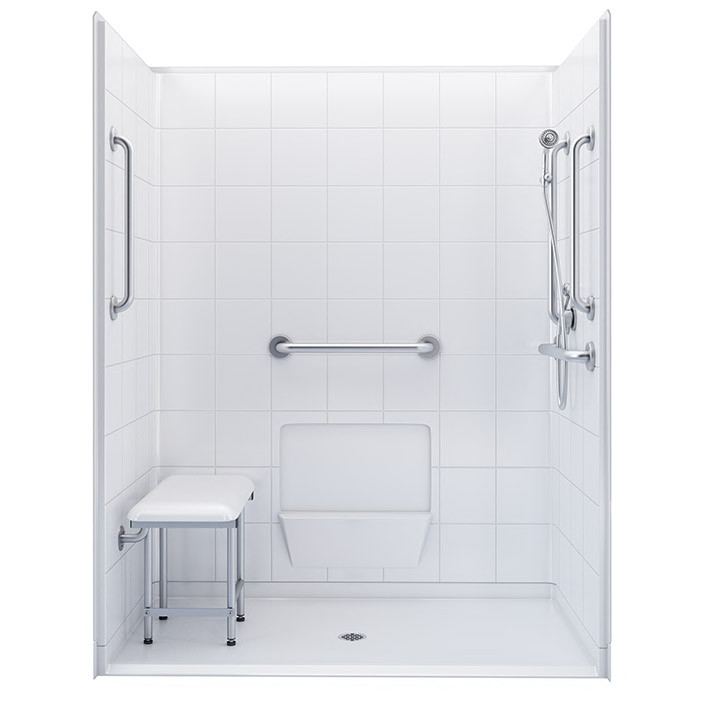 barrier free accessible shower with accessories 