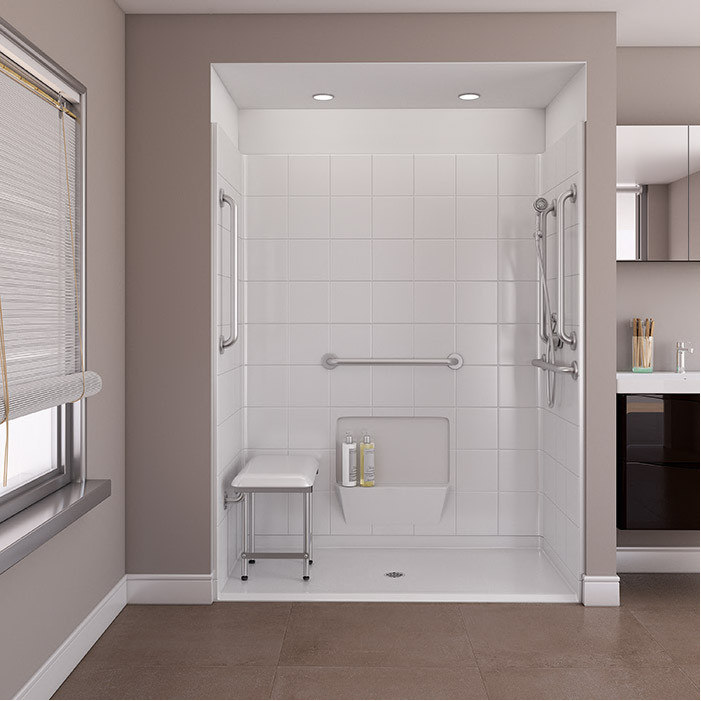 walk in shower with decorator seat 
