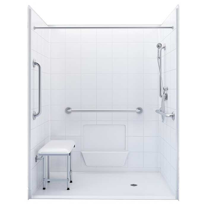 freedom accessible shower stall with grab bars 