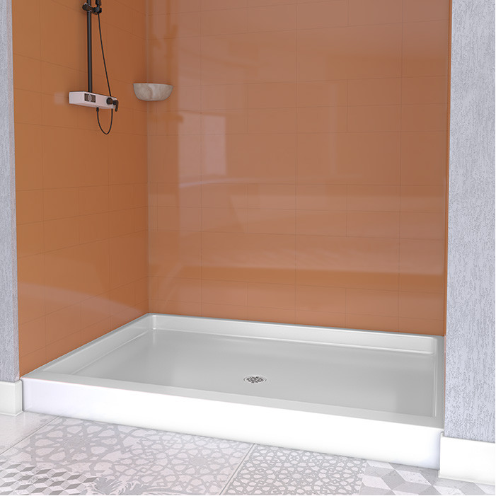 60 x 42 shower pan in a shower stall