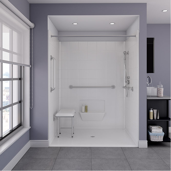 large 5 piece shower stall for wheelchair access