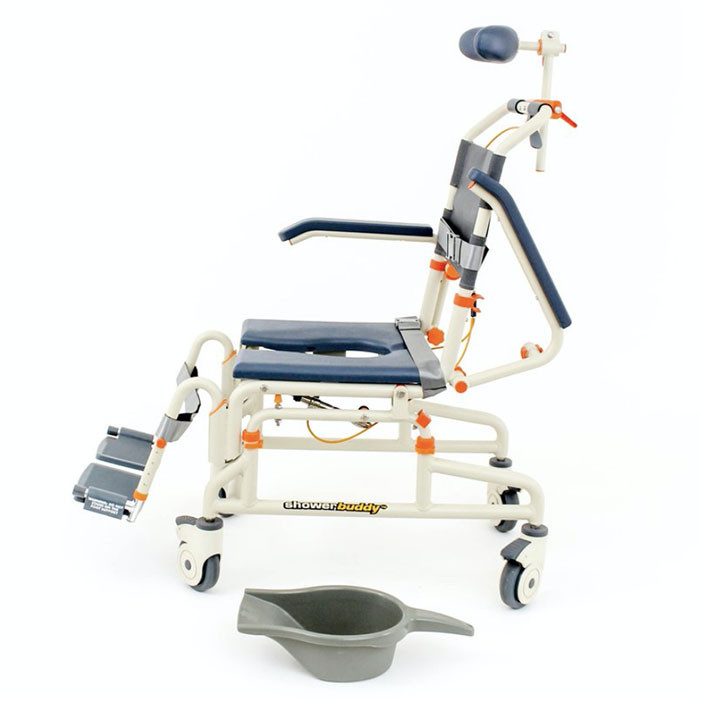 roll in shower chair  with tilt and commode system