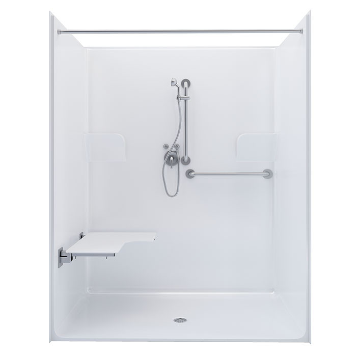 ADA roll in shower stall with accessories 