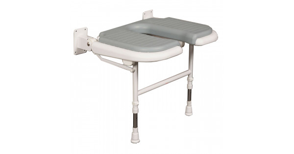 Wide U-shaped Folding Shower Seat Gray Pad (23