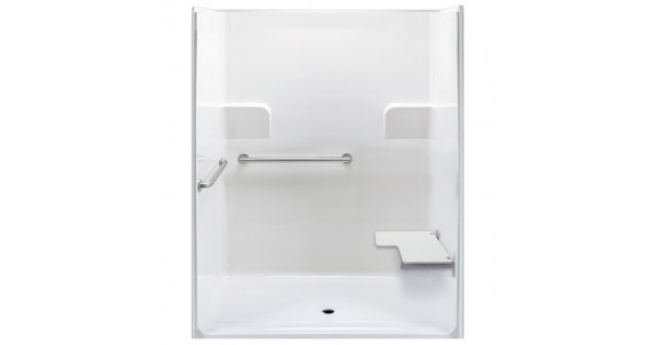 Three Piece 64 in. x 35 in. ADA Roll In Shower Stall