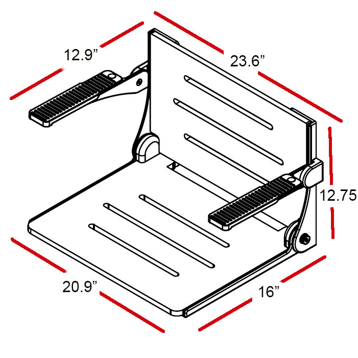 wall mounted shower seat with arms measurements