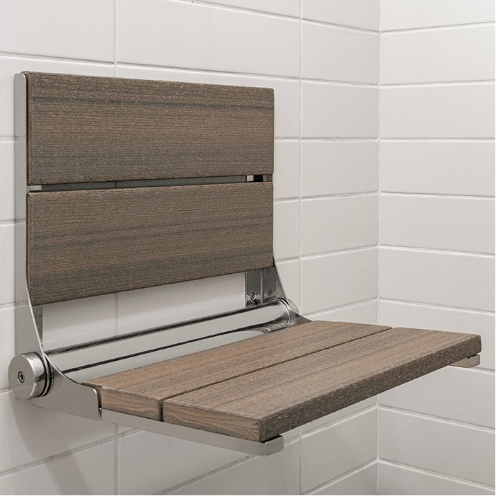 Coastal Gray shower bench - LuxeWood
