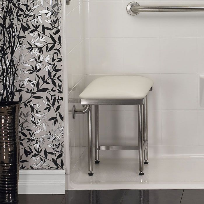 Freedom Folding Shower Seat With Legs, Padded White (24" x 15")